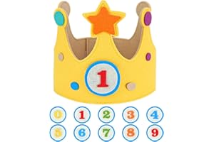 Birthday Crown Hat with 0-9 Number Signs, Adjustable Birthday Crown, Reusable Felt Happy Birthday Hat for Girls Boys