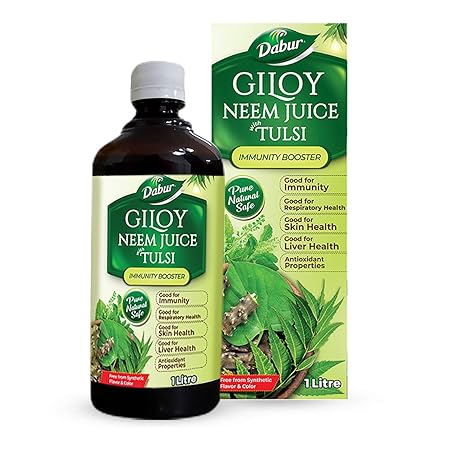 DABUR Giloy Neem Juice with Tulsi: 100% Ayurvedic Health Juice -1L
