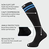 360 RELIEF 15-20 mmHg Compression Socks for Women Men Black with 2 Blue Lines view 5