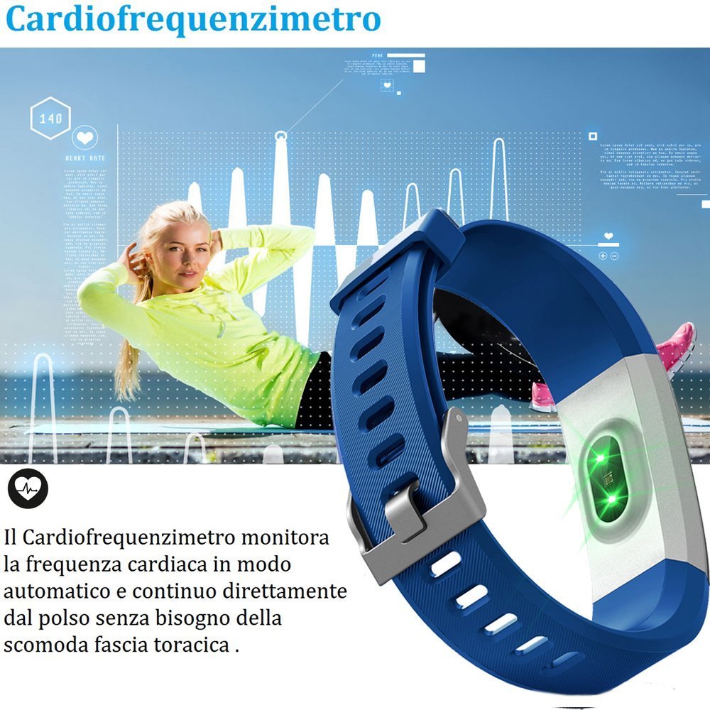 YAMAY Smartwatch Braccialetto Fitness Activity Tracker Smart Watch Android iOS Orologio Cardiofrequenzimetro da Polso Contapassi Calorie Notifiche Sport Donna Uomo Bambini per Samsung Xiaomi Huawei