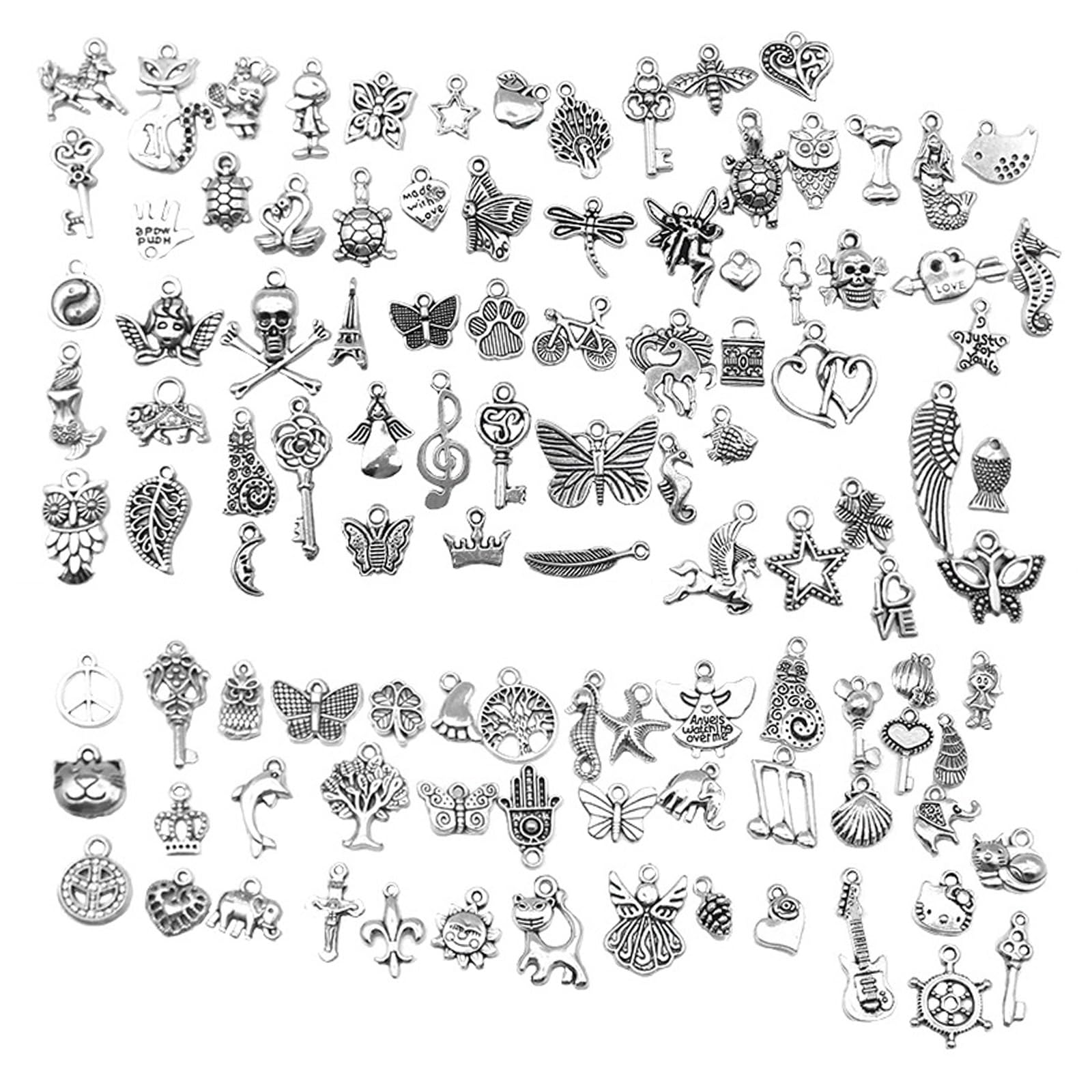 PAITOK Charms Pendants for Jewellery Making,100 Pieces Mixed Retro Alloy Charms Set for Bracelet Necklace Earrings Making DIY Crafts