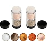 Sunmei Salt and Pepper Shakers Moisture Proof Set, 2-in-1 Portable Spice Shaker with Airtight Lid, Perfect for Camping Kitchen, Travel, Car Camping, RV, Outdoors, Backpack, BBQ Picnic, Lunch Boxes (2)