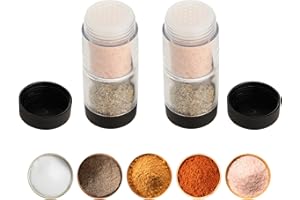 Sunmei Salt and Pepper Shakers Moisture Proof Set, 2-in-1 Portable Spice Shaker with Airtight Lid, Perfect for Camping Kitche