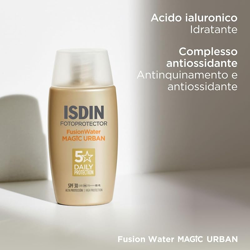 Fusion Water MAGIC Urban SPF 30 (50 ml) | Crema Solare Viso ad Azione Anti-Inquinamento per Ambienti Urbani | Texture Ultra-Leggera | Uso Quotidiano