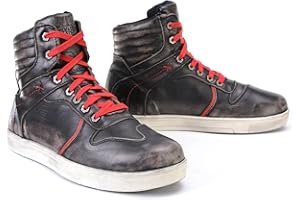 Milwaukee Leather MBM9103 Men's Vintage Leather Brown w/Red Laces High-Top Reinforced Street Riding Casual Shoes