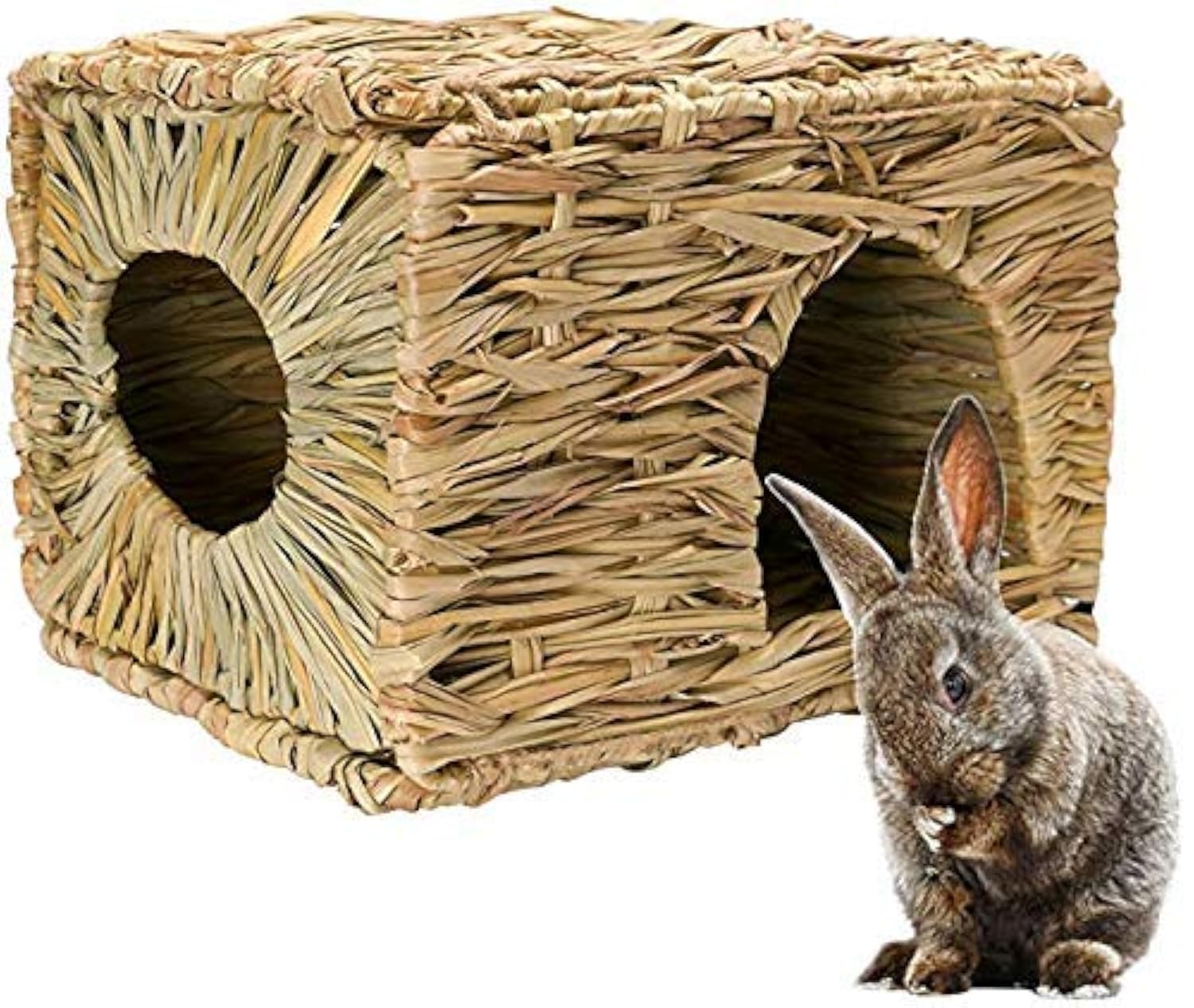 MODEMODE Natural Seagrass Mat Bed Hideaway Toy, Hand Woven for Rabbit Guinea Pig Chinchilla Ferret