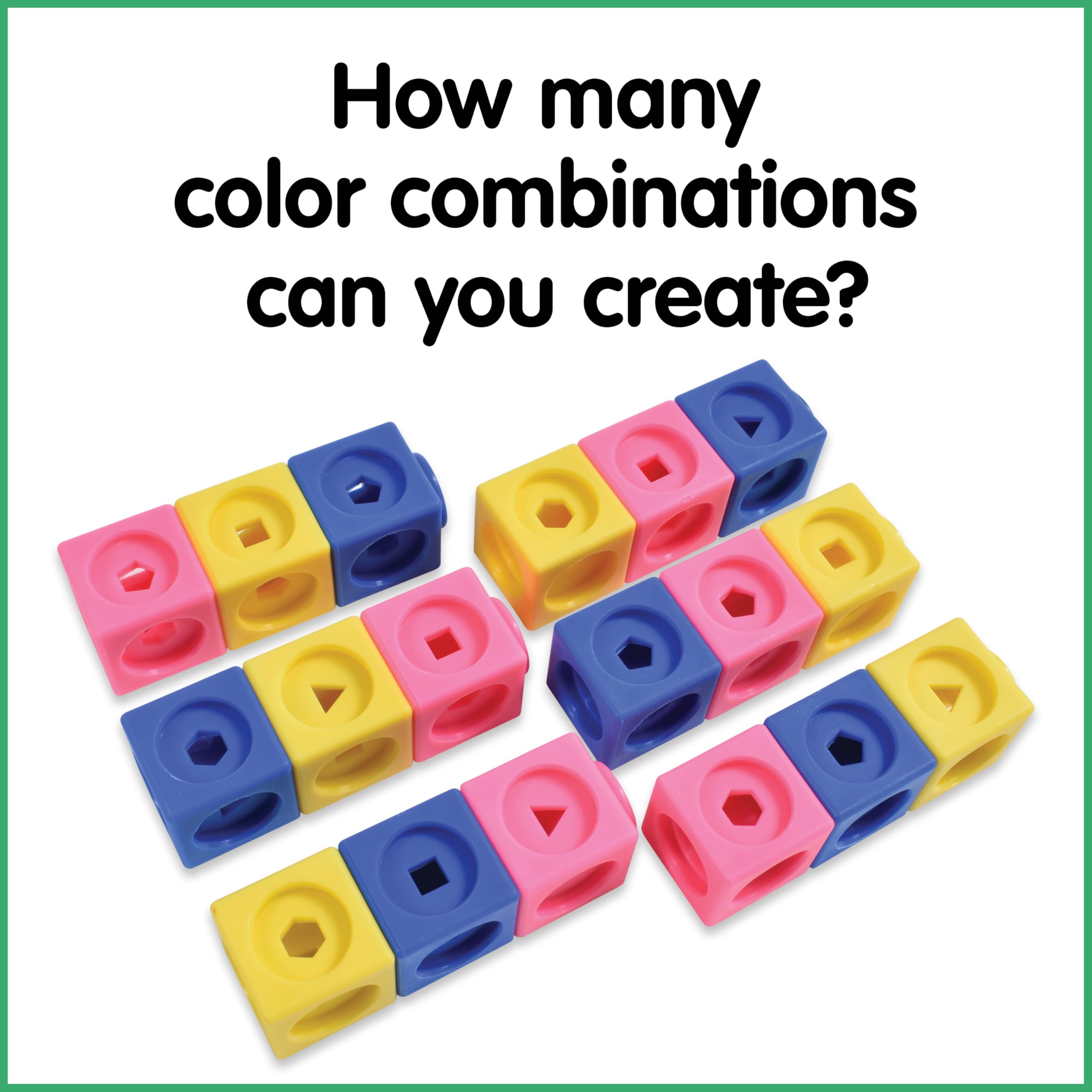 edxeducation Math Cubes | Set of 100 Counting Blocks with 5 Shapes | Math Manipulatives for Preschoolers | Shape and Color Sorting Toys | 10 Colors