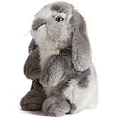 Living Nature Grey Sitting Lop Eared Rabbit Stuffed Animal | Fluffy Rabbit Animal | Soft Toy for Kids | 7 inches