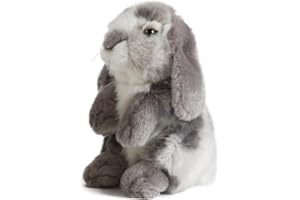 Living Nature Grey Sitting Lop Eared Rabbit Stuffed Animal | Easter Bunny | Fluffy Rabbit Animal | Soft Toy Gift for Kids | 7 inches