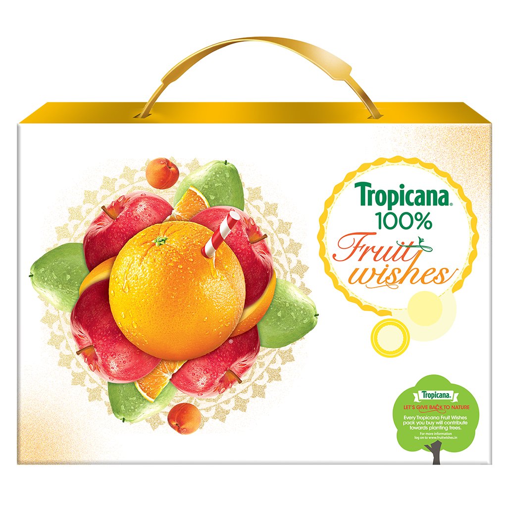 Tropicana 100 Fruit Juice Festive Gift Box 3L ( Mixed Fruit 1L + Orange 1L + Apple 1L