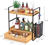 LEMIKKLE 2-Tier Wood Vanity Organizer with Drawer, Cosmetic & Bath Storage view 3