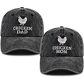 VIPCapz Chicken Mom and Chicken Dad Hat for Women Men, Funny Adjustable Cotton Embroidered Farm Hen Lovers Baseball Cap