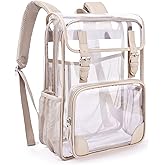 mommore Clear Backpack Large Clear Bookbag for School Heavy Duty Transparent PVC See Through Book Pack for College Work Travel