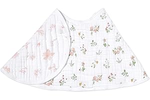 aden + anais Essentials Baby Burpy Baby Bib, 100% Cotton Muslin, Soft Absorbent 4 Layers, Multi-Use Burp Cloth and Bib, 22.5” X 11”, Single, Country Floral