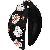 ARATLENCH Knotted Beaded Headband - Halloween Accessories with Pumpkin, Bat & Candy Designs - Perfect for Costume Parties & Gifts