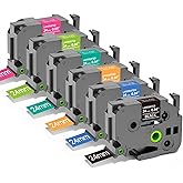 24mm TZ Tape Replacement for TZe Tape 24 mm 0.94 P-Touch TZe Ribbon Laminated TZ Colored Refills Compatible with Brother Label Maker Tape PT-D600 D610BT P700 P710BT Cube Plus, 1" x 26.2', 6 Pack