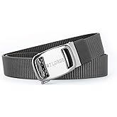 MILORDE Men's Ratchet Nylon Web, 35MM, Dressy Casual Work Belt with Automatic Buckle Quick Release, Full Adjustable