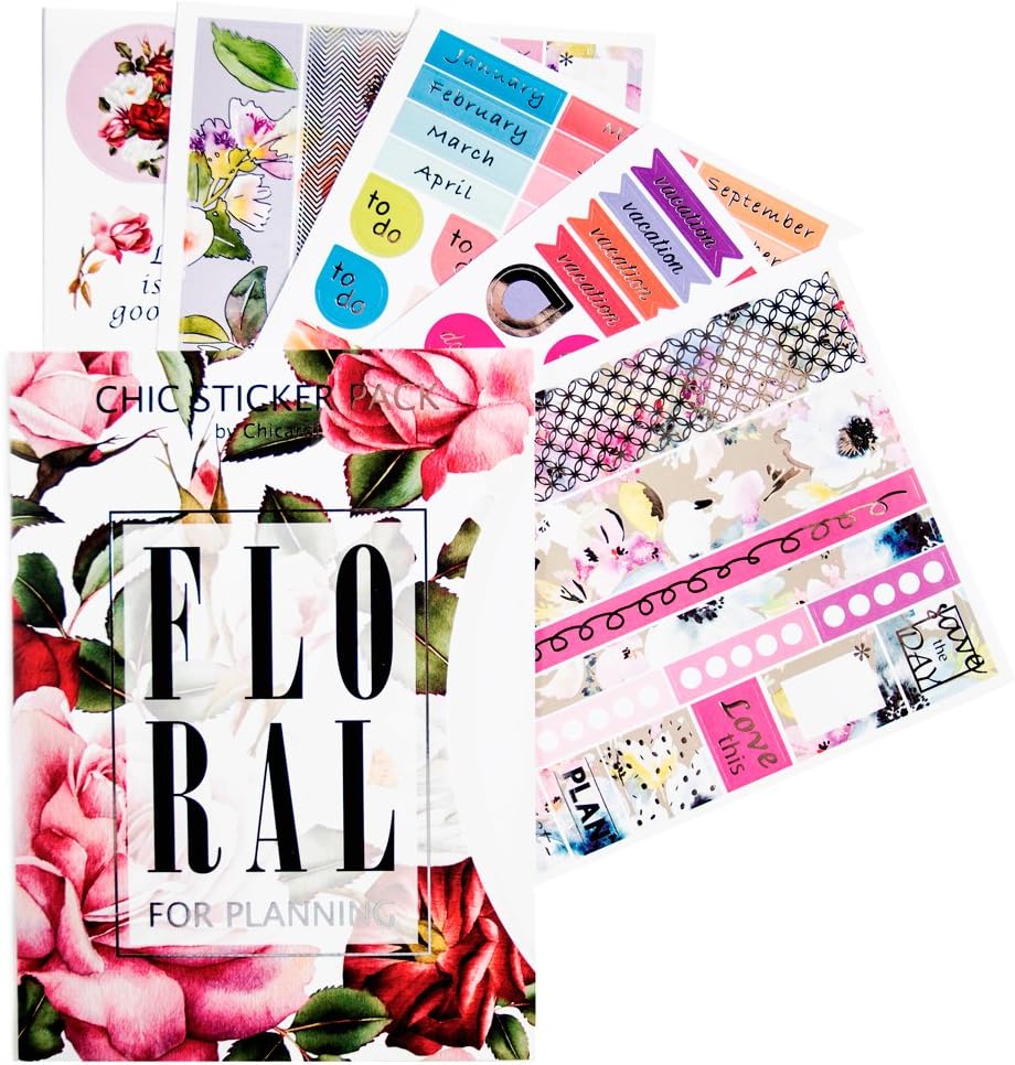 Monthly Weekly Daily Create 365 Calendar Planner Stickers Journal for Women Children Students with Flowers Scrapbook Small Pocket Happy Sticker Book Cute for Laptop 2017 2018