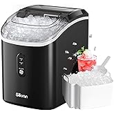 Nugget Ice Maker Countertop, Silonn Chewable Pellet Ice Machine with Self-Cleanin Function, 33lbs/24H Portable Ice Makers for Home Kitchen Officce, Black