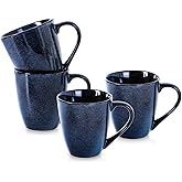 vicrays Coffee Mug Set, 12 Ounce, Set of 4, Ceramic Mug for Men, Women, Unique Glazed Mugs with Handle for Coffee, Tea, Milk, Cocoa, Cereal(blue)