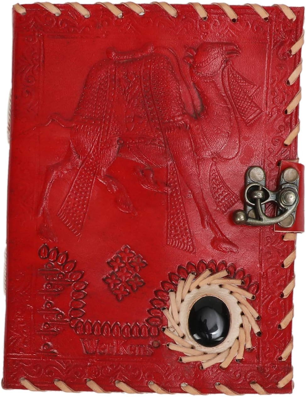 WerKens Camel Design Handmade Paper Leather Journal Pocket Travel Diary/Notebook for Men and Women with Metal Lock