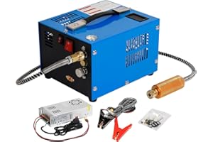 GEKUVIX PCP Air Compressor 4500Psi/30Mpa Water/Oil Free PCP Air Pump Rifle,12V Automotive DC 110V AC PCP Airgun Compressor With Power Converter,Built-in Fan,Suitable for Paintball (Blue)