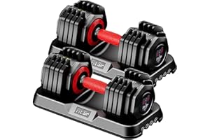 Fit Sir 25/55LB Adjustable Dumbbell Set,10 in 1 Free Weights Dumbbell with Anti-Slip Texture Handle,1 Sec Speed Adjustment Men/Women Gym and Home Strength Training Equipment.