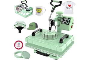Slendor 5 in 1 Heat Press Machine 12x15 Inch T-Shirt Pressing Machine 360° Swing Away Sublimation Heat Press Digital Heat Transfer with 11OZ Tumbler Press, Multifunction Combo for Hat Cap Mug Plate