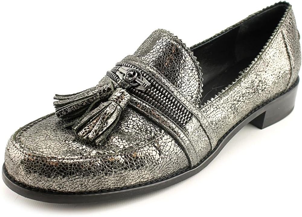 stuart weitzman silver loafers