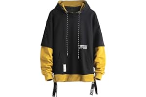GURUNVANI Contrast Color Pullover Hoodie Mens Patchwork Hoodies Men