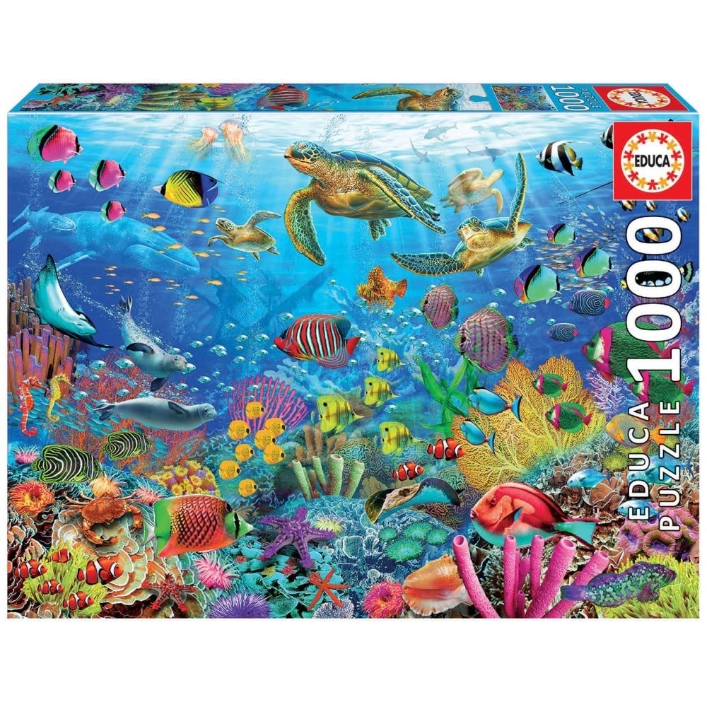 Educa - Turtles in Paradise, 1000 piece puzzle, measures approx. 68 x 48 cm, includes Fix Puzzle to hang the puzzle once completed, from 14 years (19266)