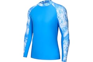 SEAOYOZO Men's Rash Guard Shirts, UPF 50+ Long Sleeve Swim Shirts for Men, UV Sun Protection Shirts for Fishing Swimming