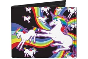 Buckle-Down Men's Standard Canvas Bifold Wallet Unicorns, 4.0" x 3.5"