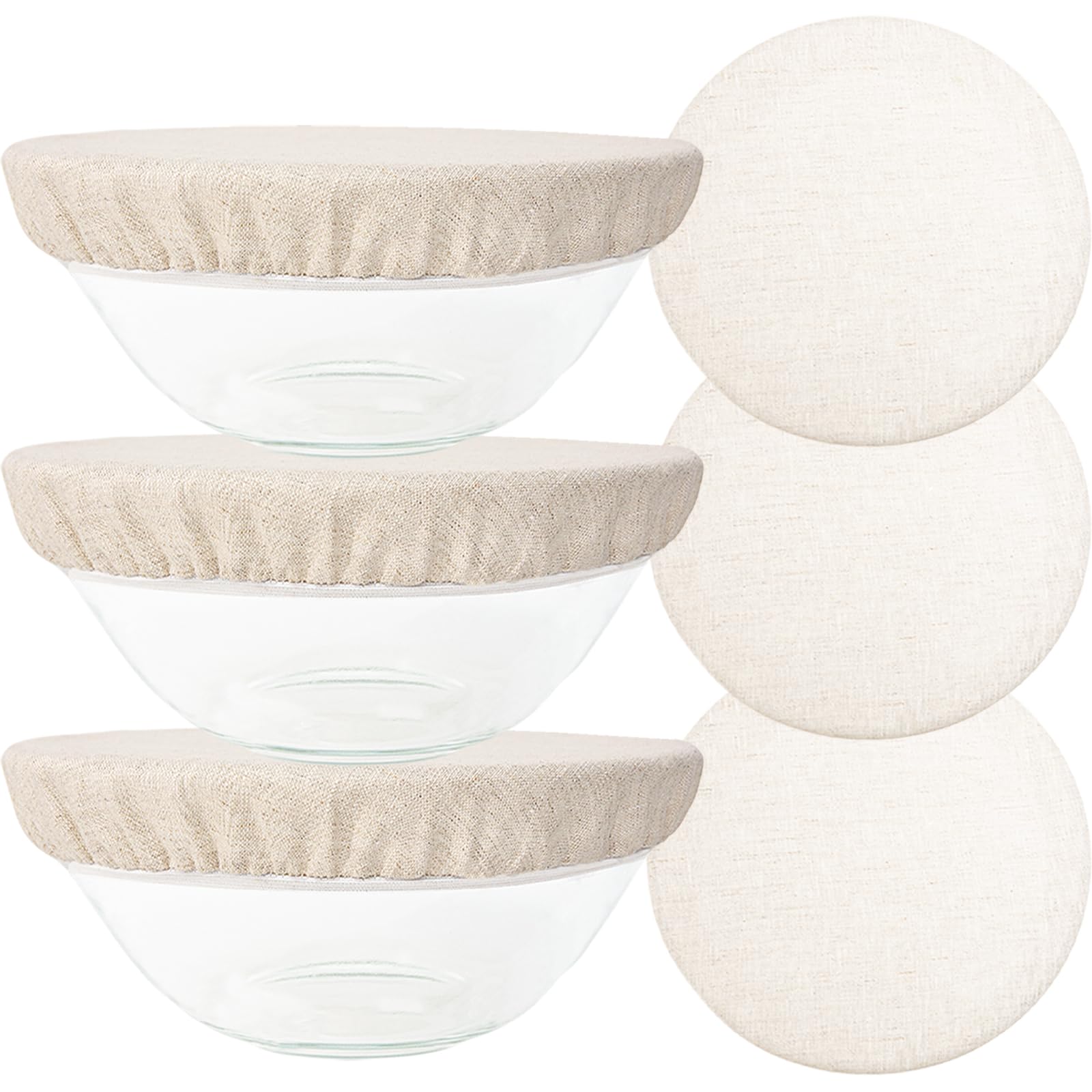 Photo 1 of 3 Pack 20CM 100% Reusable Organic Bowl Cover,Food Storage Container Covers,100% Natural Organic Linen,Unbleached,for covering fruit and vegetable salad bowls and plates