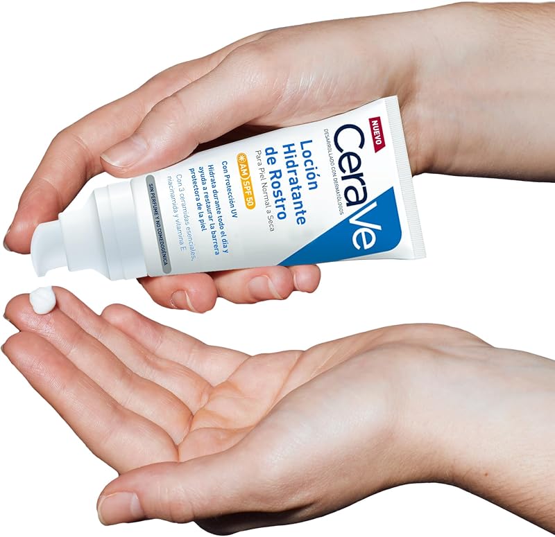 , Cerave Loción Hidratante Facial SPF 50, Crema hidratante día, 52 ml
