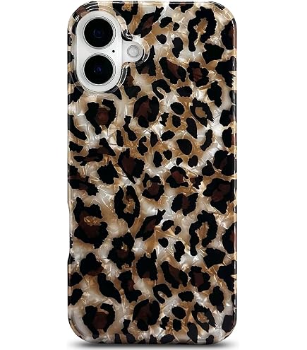 J.west Custodia Per IPhone 16 Plus 6.7 Pollici - Cover In TPU Morbida Con Stampa Leopardata Perlata, Design Glitterato, Protezione Antiurto - 2