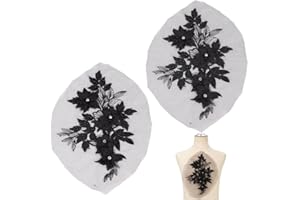 CRAFTYMELODY Embroidered Flower Fabric Beaded Patches Rhinestone Lace Applique Sew On Patches Handmade Costume Accessories fo