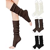 Tivi Tovo 3 Pairs Knit Ballet Leg Warmers for Women Open-Toe Leg Warmers for Boots Pilates Dance Yoga Skating Sport Accessory