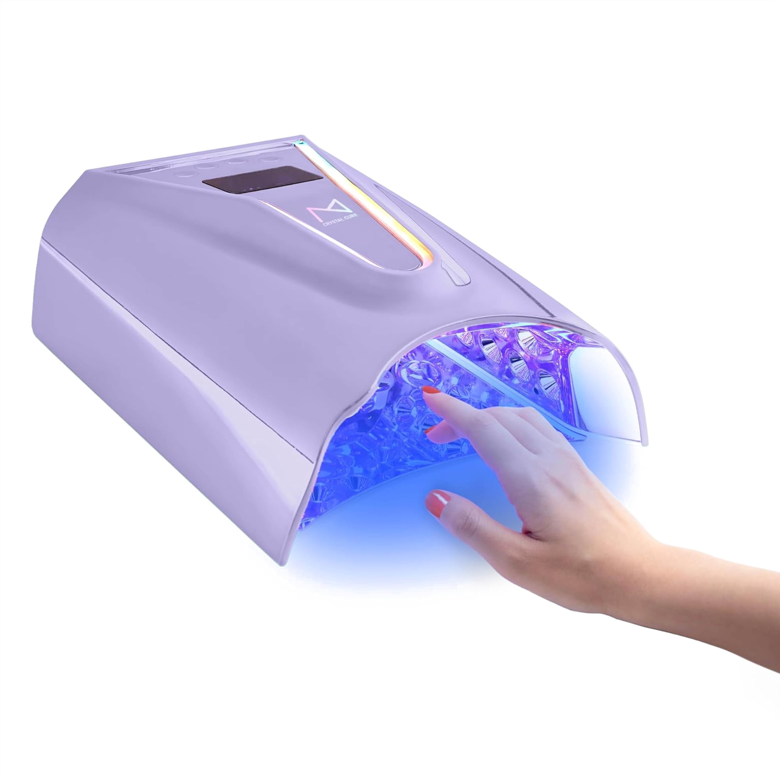 Photo 1 of M - Crystal Cure 128W UV Nail Lamp - Fast Curing Nail Light with 45 Powerful 365nm+405nm LEDs - Cordless, Rechargeable, Auto Sensor - UV Light for Gel Nails for Manicures & Pedicures (Violet)