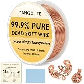 16 Gauge/1.3mm Copper Wire for Jewelry Making, Gardening &amp; Electroculture | 40FT 99.9% Pure Dead Soft Bare &amp; Skin Safe &ndash; 5OZ Solid Copper Wire for Bracelets &amp; Plant Training with Polishing Cloth &amp; COA