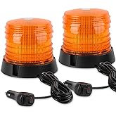 ASPL 2pcs 60 LED Warning Flash Beacon Lights, 12V-24V | Amber Warning Safety Flashing Strobe Lights with Magnetic and 16ft Straight Cord for Vehicle Truck Tractor Golf Carts UTV Car