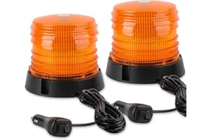 ASPL 2pcs LED Warning Flash Beacon Lights, 60 LED Amber Warning Safety Flashing Strobe Lights with Magnetic and 16 ft Straight Cord for Vehicle Truck Tractor Golf Carts UTV Car Bus,12V-24V