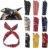 Carede Twist Bow Wire Headbands Head Wrap Retro Bowknot Polka Dot Lattice Design Rabbit ear Wired Hairbands Hair Holder Hair 