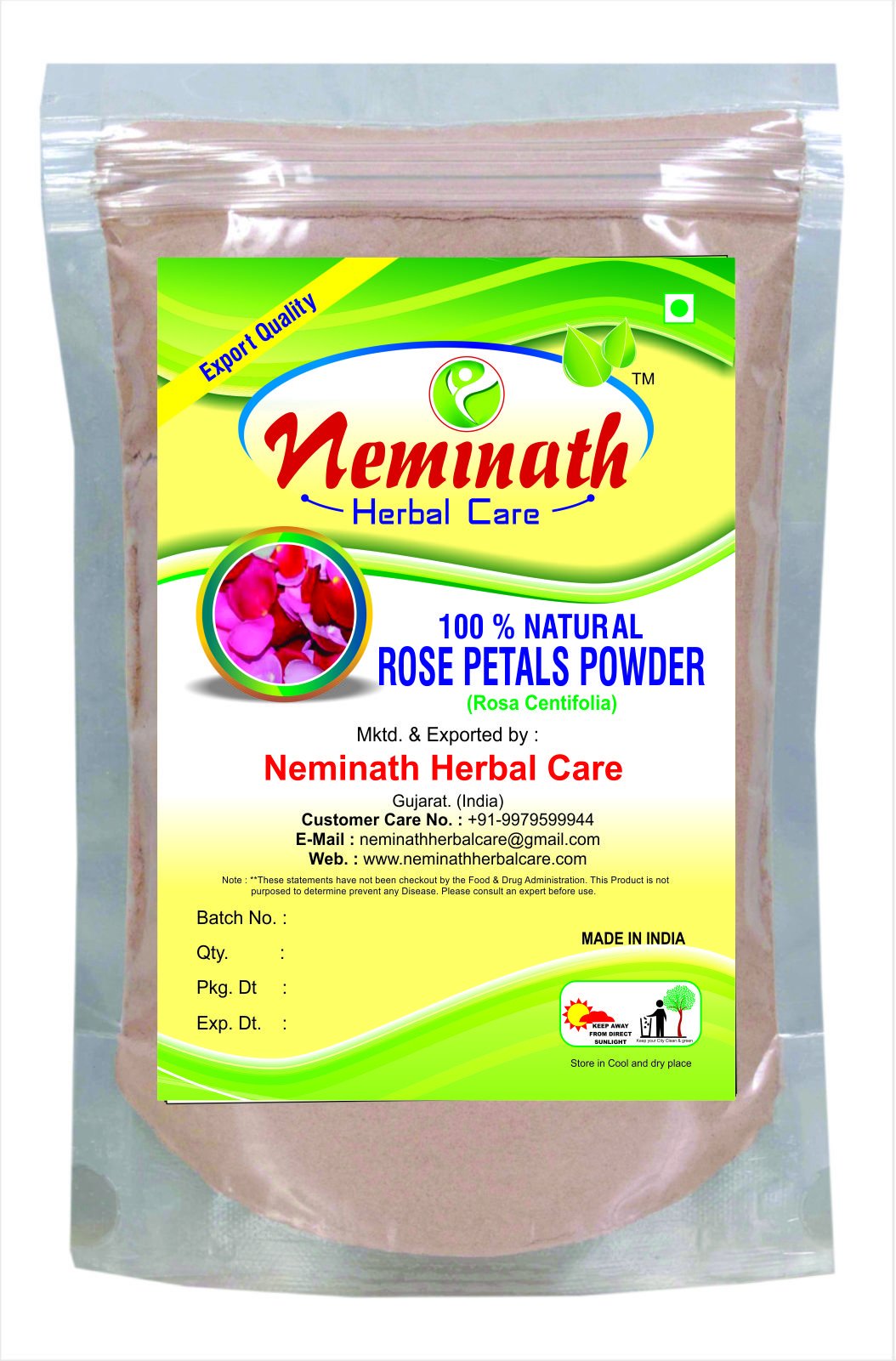 Pure Rose Petals Powder (Rosa Centifolia) for Facial Mask Formulation - 1/2 LB/ 227 gms / 8 Oz