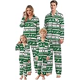 Schbbbta Christmas Family Pajamas Matching Sets Silk Satin Long Sleeve Pj Set Sleepwear Loungewear, Christmas Green, Medium
