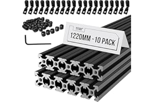 TITGGI 10PCS 48inch(1220mm) T Slot 2020 Upgraded Aluminum Extrusion Profile for 3D Printer and CNC DIY, High-Strength European Standard Extruded Aluminum Linear Rail Guide, Anodizing Technology(Black)