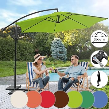 Parasols Home Garden Store Angel Living 3m Cantilever Banana Parasol With Crank Mechanism For Outdoor Garden Patio Uv Protection Apple Green