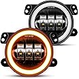 Galvor jk Fog Lights Compatible with Jeep Wrangler 07-18 JK TJ LJ with DRL and Amber Turn Signal Front Bumper light Driving Offroad Foglights 4 inch LED fog light