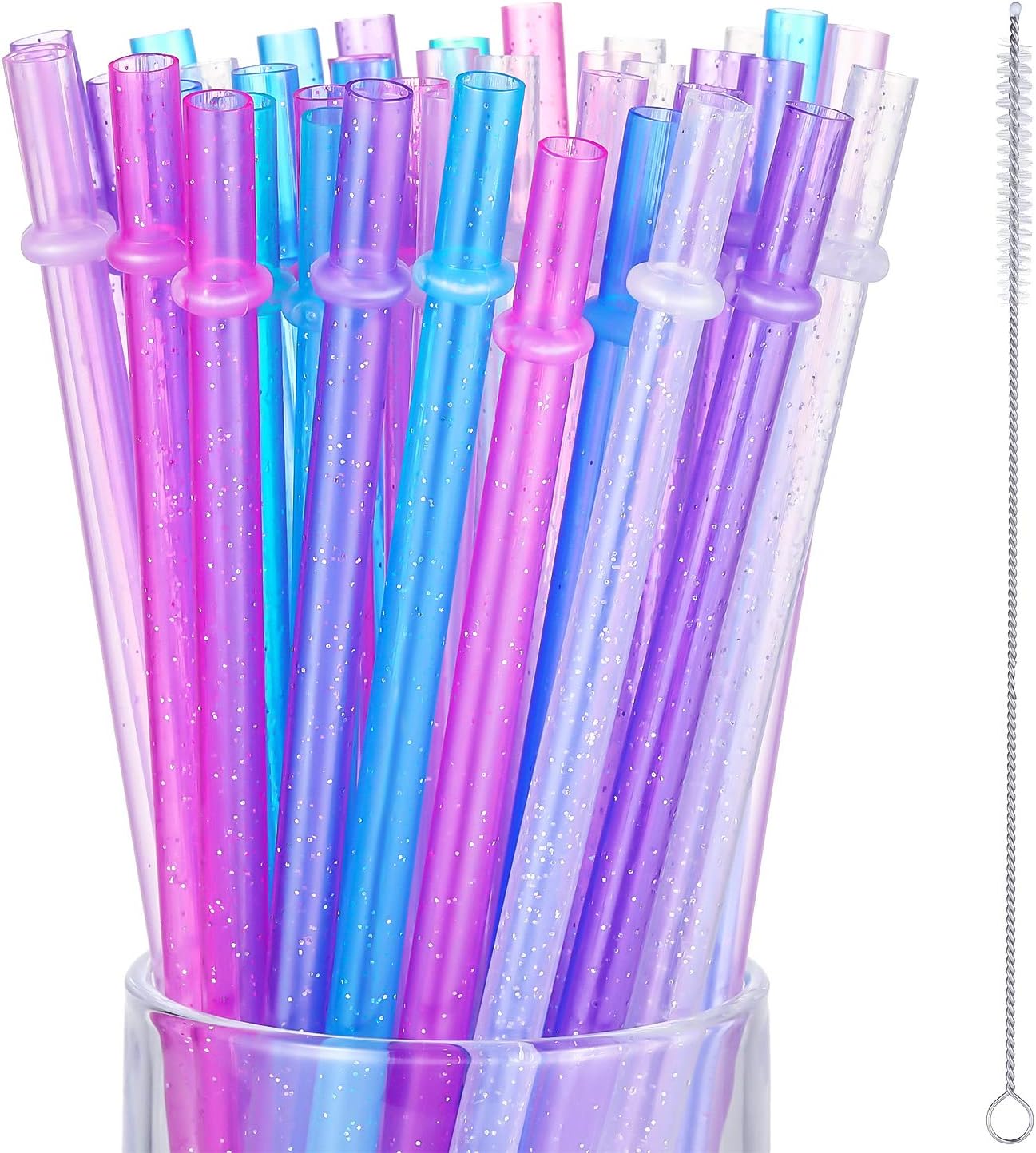 50 Pieces Reusable Drinking Straws Colorful Plastic Straws