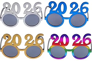 GLEAVI 4pcs Happy New Year Eyeglasses 2026: Fancy New Year Glasses Graduation Party Favor Eyewear for 2026 Party Decorations